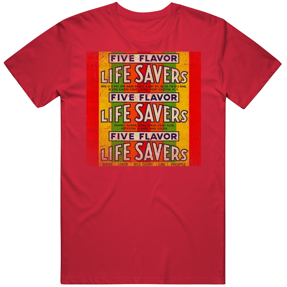Five Flavor Life Savers Candy Retro Look Unisex Soft Cotton Tee T Shirt