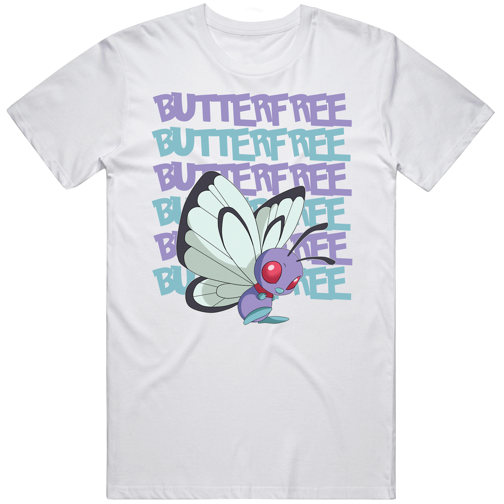 Butterfree Pokemon Love Heart Video Game Cartoon Fan Unisex Soft Cotton Tee T Shirt