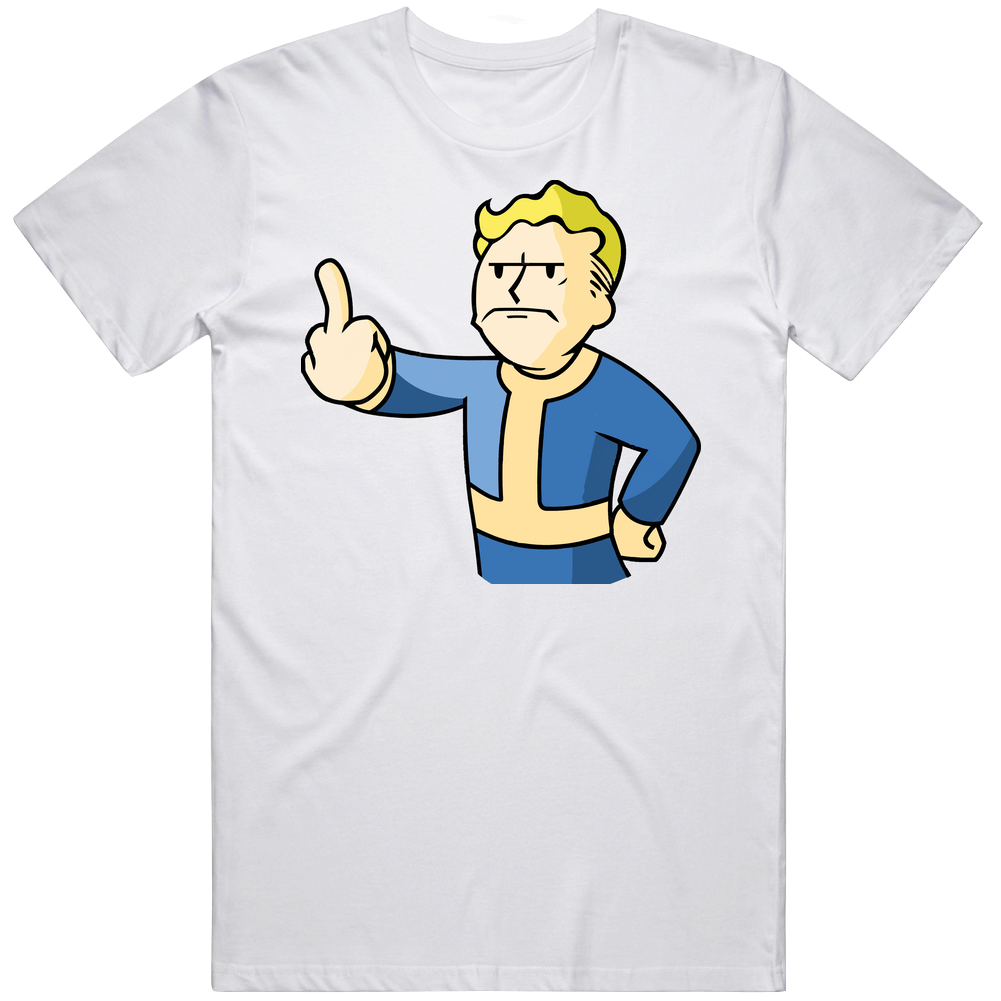 Middle Finger Fallout Vault Boy Video Game Unisex Soft Cotton Tee T Shirt