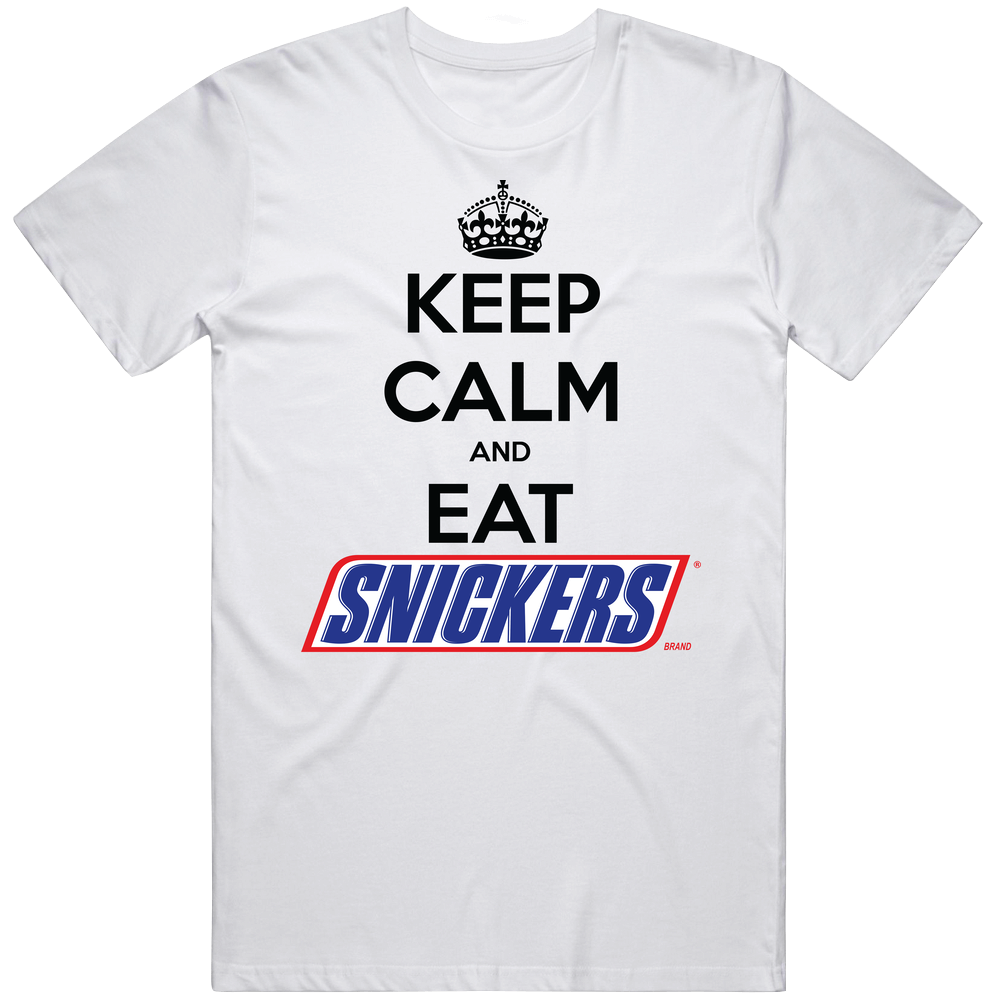 Keep Calm And Eat Snickers Chocolate Bar Unisex Soft Cotton Tee T Shirt