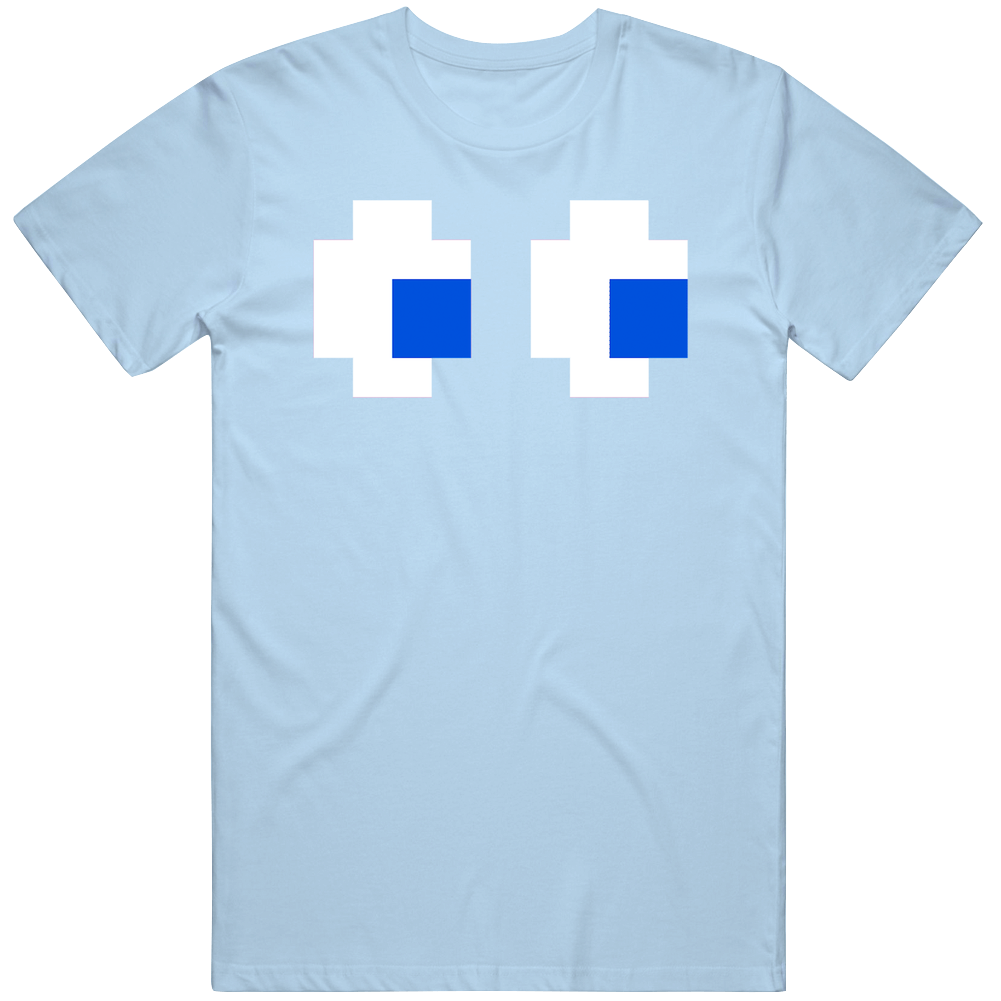 Blue Mr Pac Man Ghost Hallowen Unisex Soft Cotton Tee T Shirt