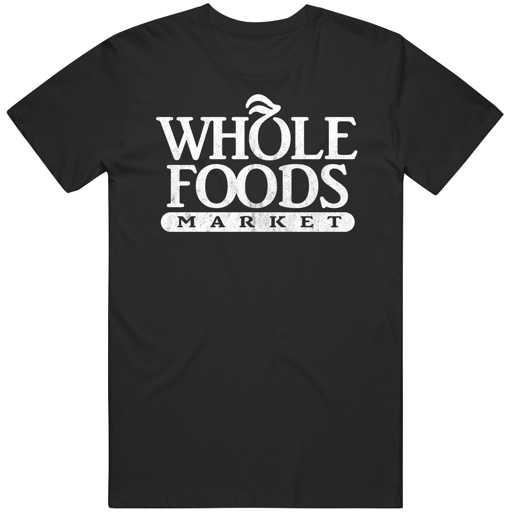 Whole Foods Market Grocery Store Company Logo Vintage Grunge Look Unisex Soft Cotton Tee T Shirt
