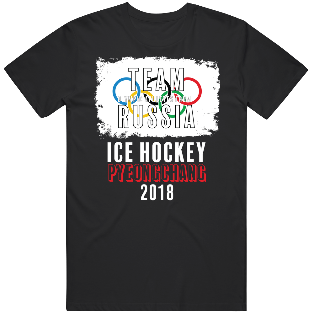 Team Flag Olympic Athletes From Russia Ice Hockey Pyeongchang 2018 Olympic Mens Cotton Tee T Shirt
