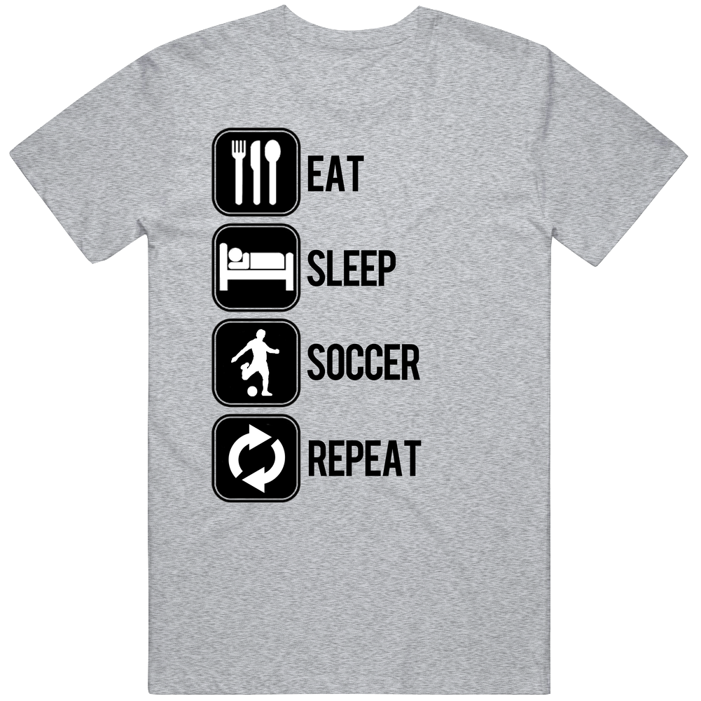 Eat Sleep Soccer Repeat Sport Silhouette Mens Cotton Tee T Shirt Eat Sleep Soccer Repeat Sport Silhouette Mens Cotton Tee T Shirt