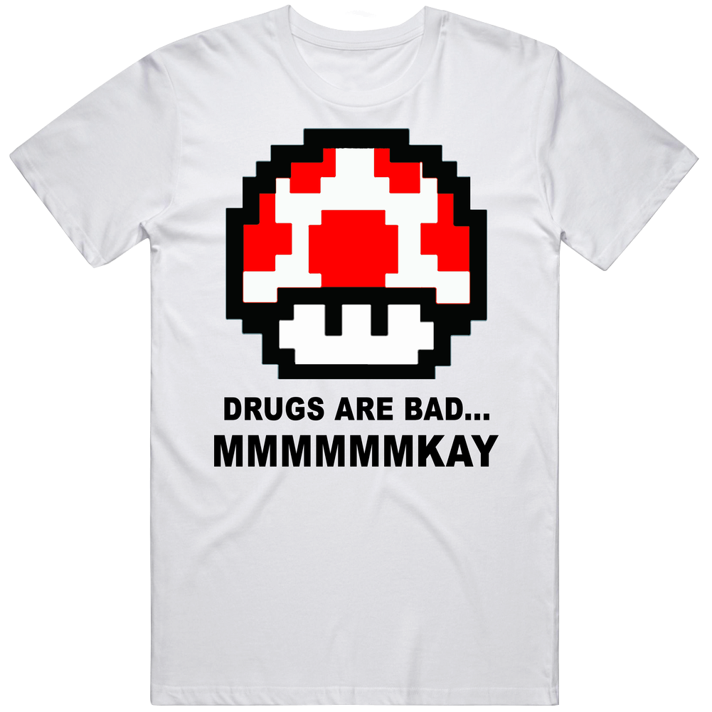 Drugs Are Bad Funny Super Mario Mens Cotton Tee T Shirt