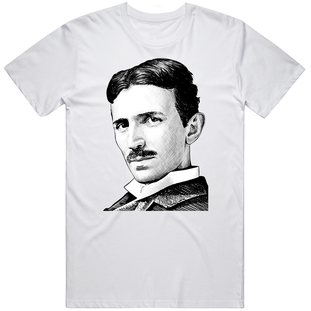 Nikola Tesla World Renowned Inventor Scientist Sketch Mens Cotton Tee T Shirt Nikola Tesla World Renowned Inventor Scientist Sketch Mens Cotton Tee T Shirt