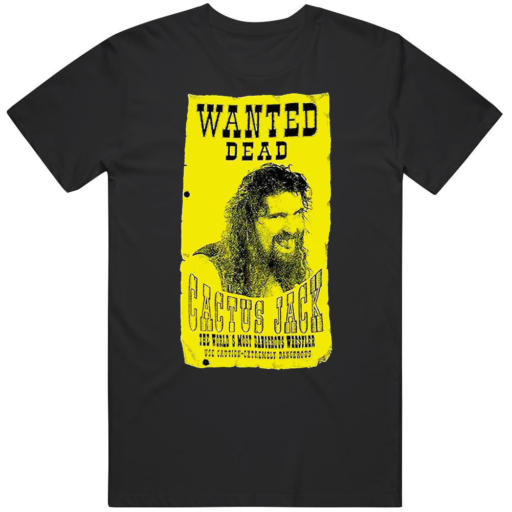 Cactus Jack Wanted Dead Wrestling Mens Cotton Tee T Shirt Cactus Jack Wanted Dead Wrestling Mens Cotton Tee T Shirt