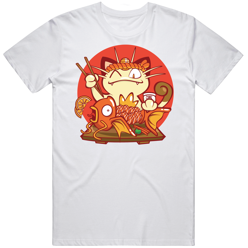 Pokemon Meowth T-shirt Cartoon Tee Mens Cotton Tee T Shirt