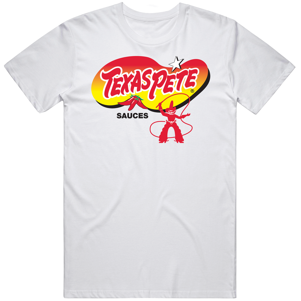Texas Pete Hot Sauce Logo Label Vintage Tee Classic Cotton Mens Cotton Tee T Shirt