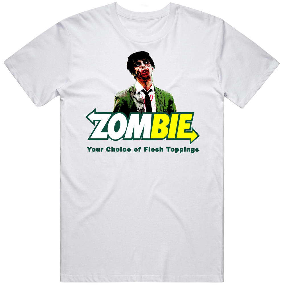 Zombie Eat Flesh White Mens Cotton Tee T Shirt