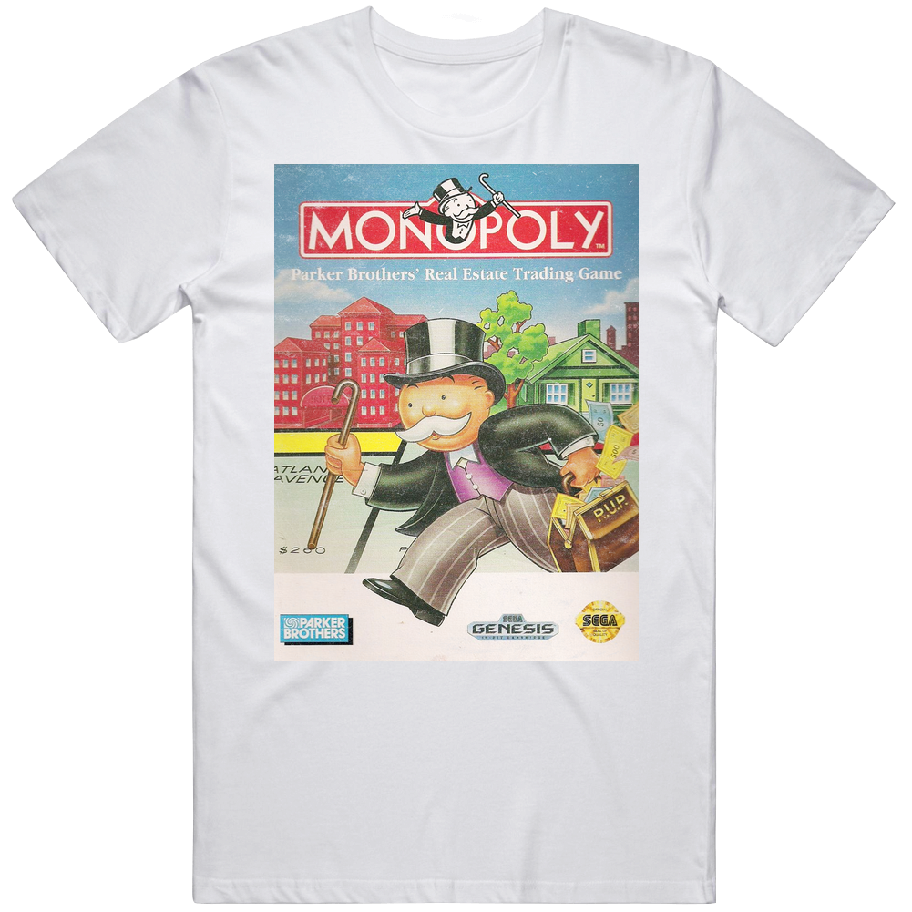 Monopoly Sega Video Game Retro Vintage Box Cover Mens Cotton Tee T Shirt