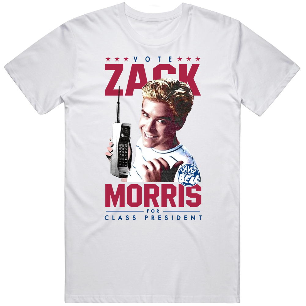 Vote Zack Morris For Class President Saved By The Bell Mens Cotton Tee T Shirt