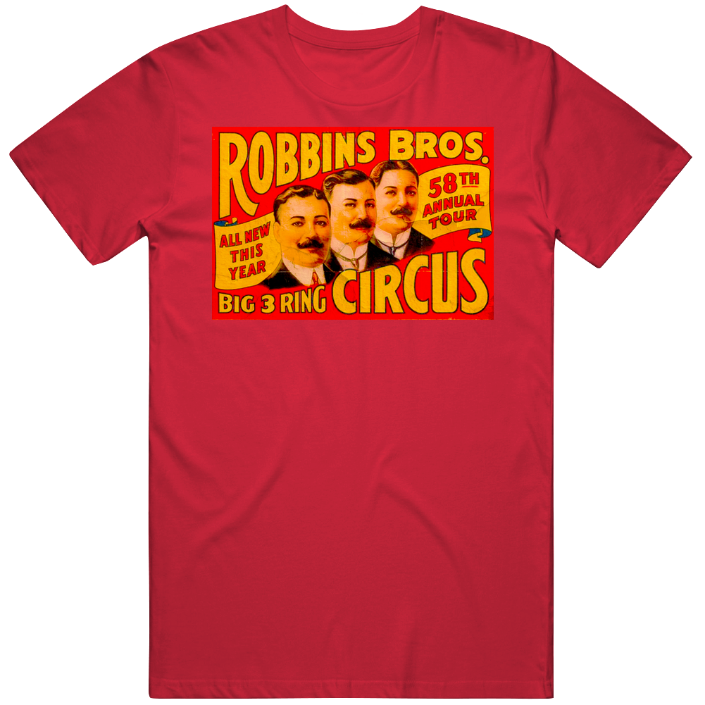 Robins Bros Big 3 Ring Circus Retro Mens Cotton Tee T Shirt Robins Bros Big 3 Ring Circus Retro Mens Cotton Tee T Shirt