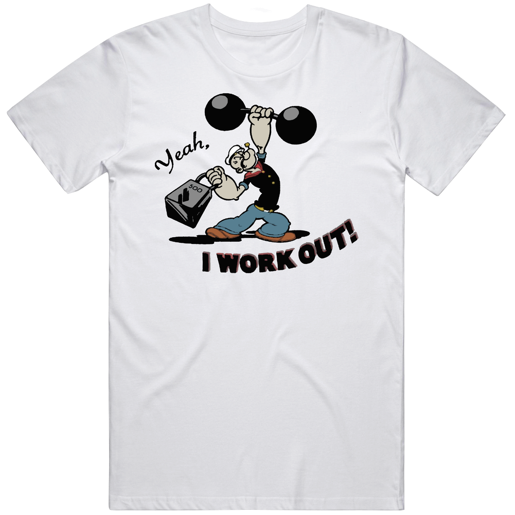 I Workout Popeye Funny Mens Cotton Tee T Shirt