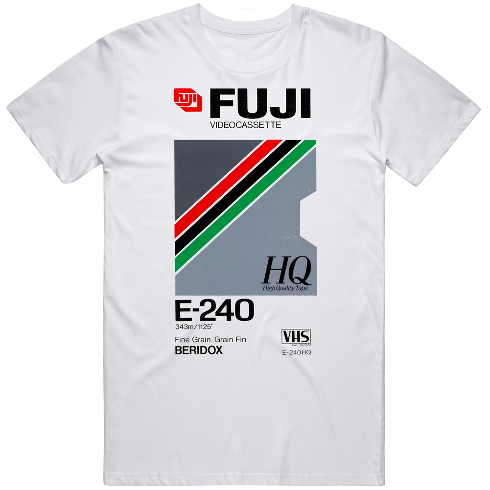 Fuju Videocassette Retro E240 Vhs Mens Cotton Tee T Shirt