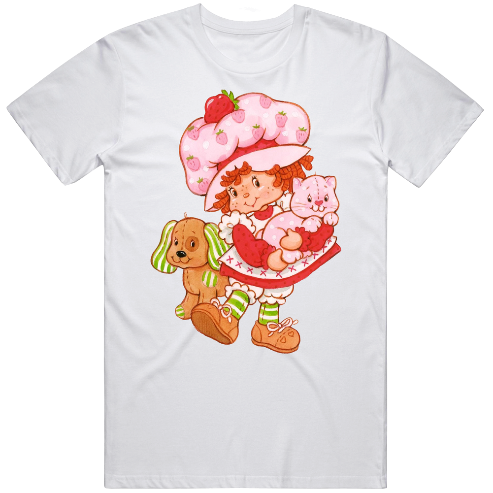 Strawberry Shortcake And Pets Retro Cartoon Fan Mens Cotton Tee T Shirt