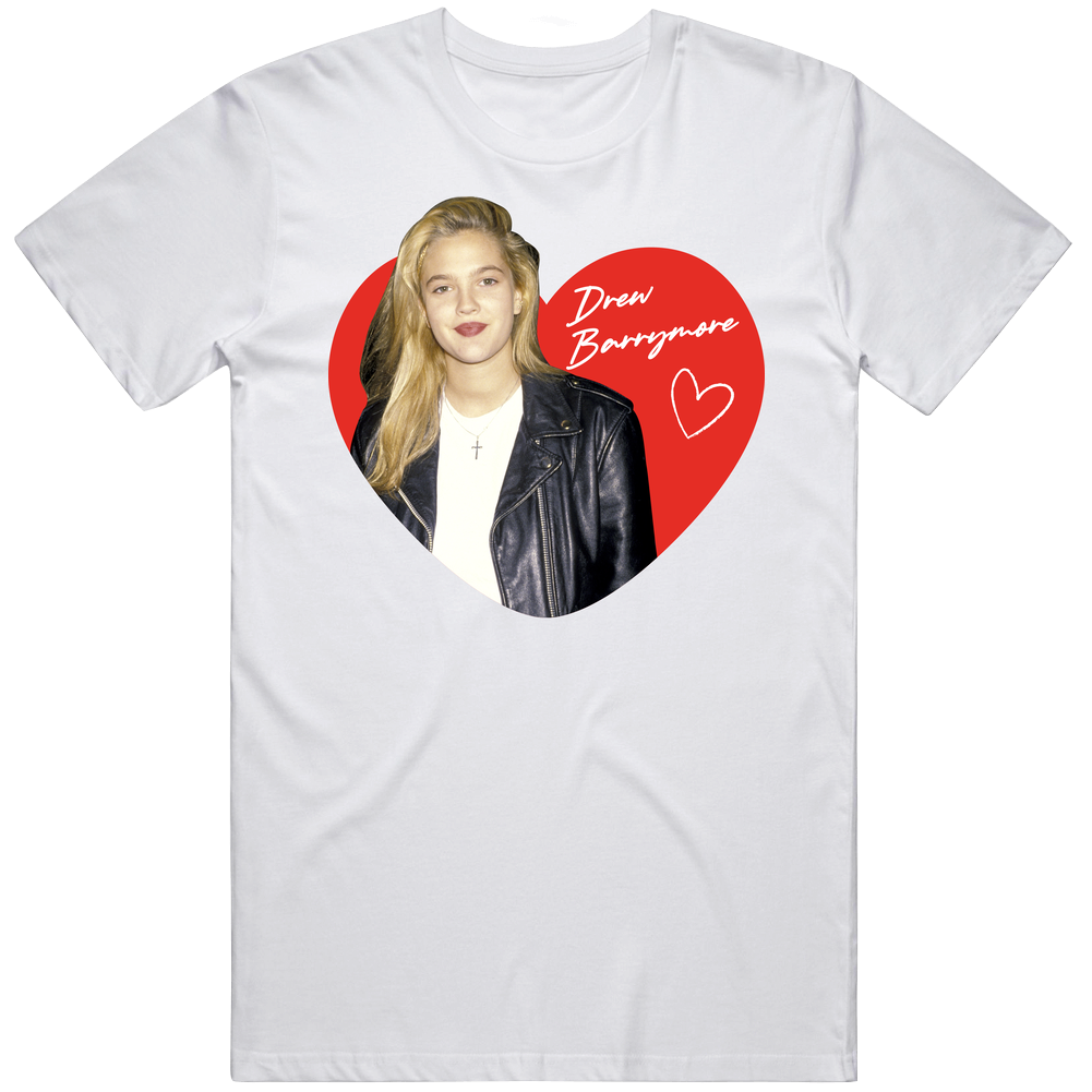 Drew Barrymore 90s Movie Tv Stars Heartthrob Fan Mens Cotton Tee T Shirt
