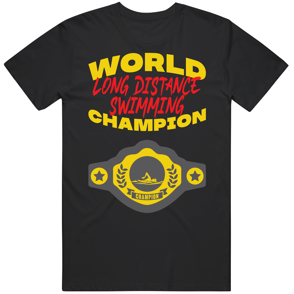 Long Distance Swimming World Champion Belt Funny Sports Hobby Mens Cotton Tee T Shirt