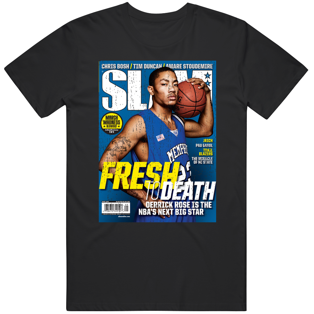 Slam Magazine Issue 117 Derrick Rose Popular Basketball Magazine Grunge Look Mens Cotton Tee T Shirt