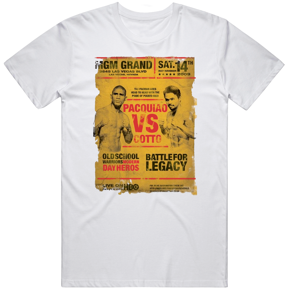Pacquiao Vs Cotto Old School Battle Mens Cotton Tee T Shirt