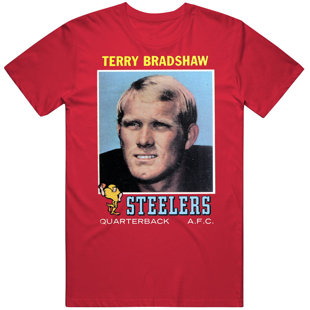 Terry Bradshaw Pittsburgh Football Quarterback Afc Trading Card Look Mens Cotton Tee T Shirt Terry Bradshaw Pittsburgh Football Quarterback Afc Trading Card Look Mens Cotton Tee T Shirt