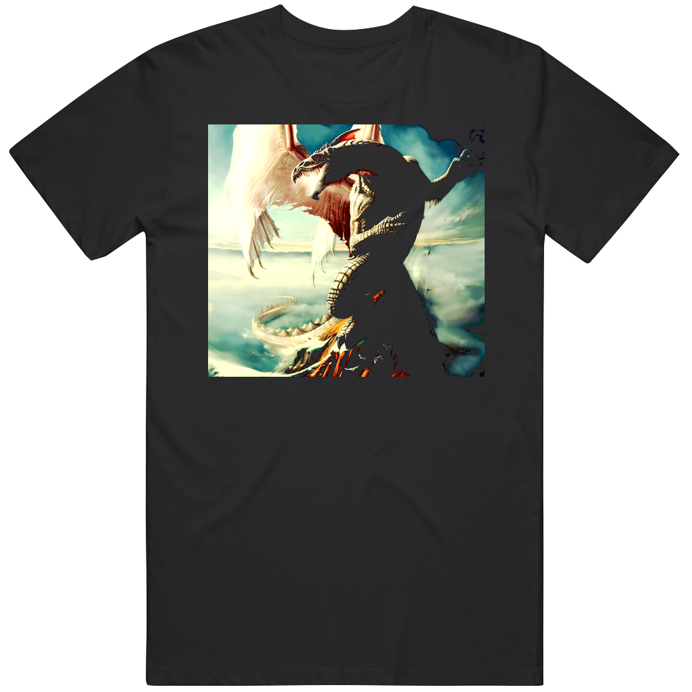 White Dragon Fantasy Dungeons Dragons D And D Mens Cotton Tee T Shirt