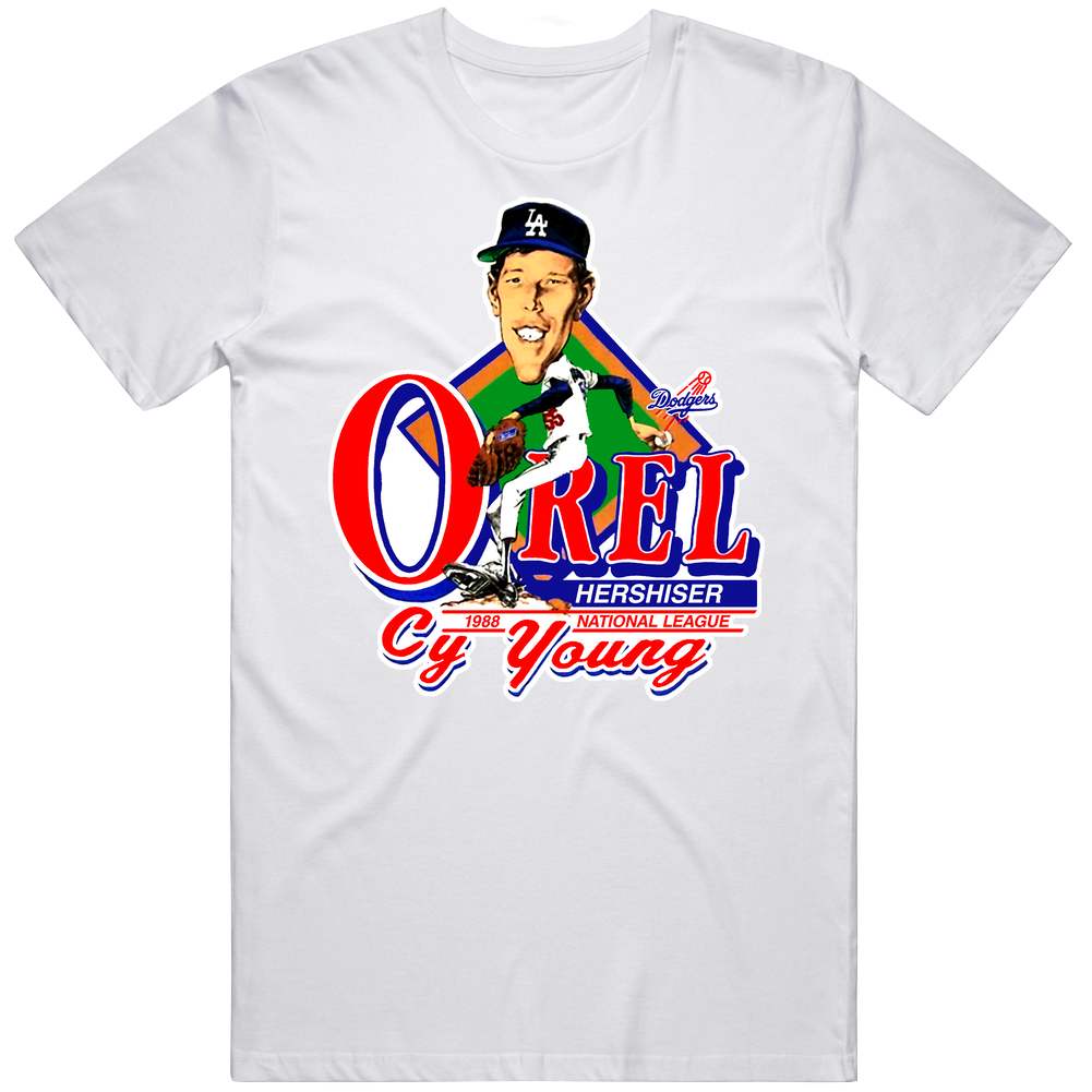 Orel Hershiser Retro Baseball Caricature Mens Cotton Tee T Shirt Orel Hershiser Retro Baseball Caricature Mens Cotton Tee T Shirt