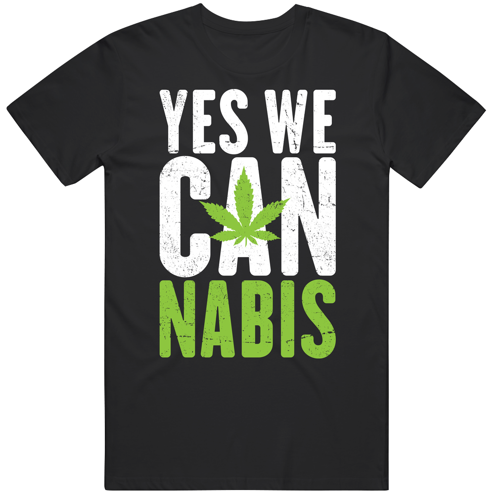 Yes We Can Cannabis Funny Marijuana Weed 4 11  Distressed Mens Cotton Tee T Shirt