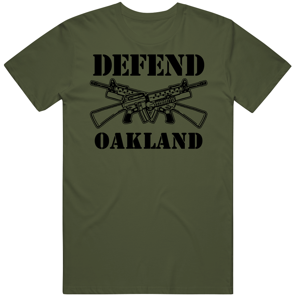 Oakland Defend This City Army Military Strong Oakland Custom Mens Cotton Tee T Shirt