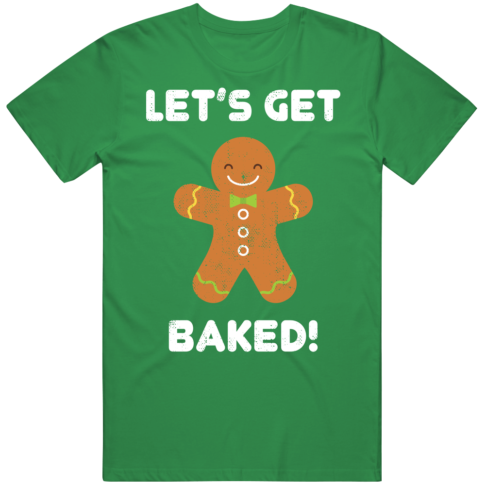 Let's Get Baked Christmas Gingerbread Man Worn Look Mens Cotton Tee T Shirt