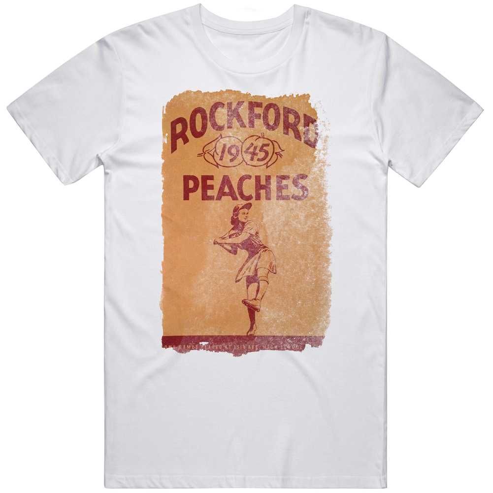 Rockford Peaches Retro Baseball Mens Cotton Tee T Shirt Rockford Peaches Retro Baseball Mens Cotton Tee T Shirt