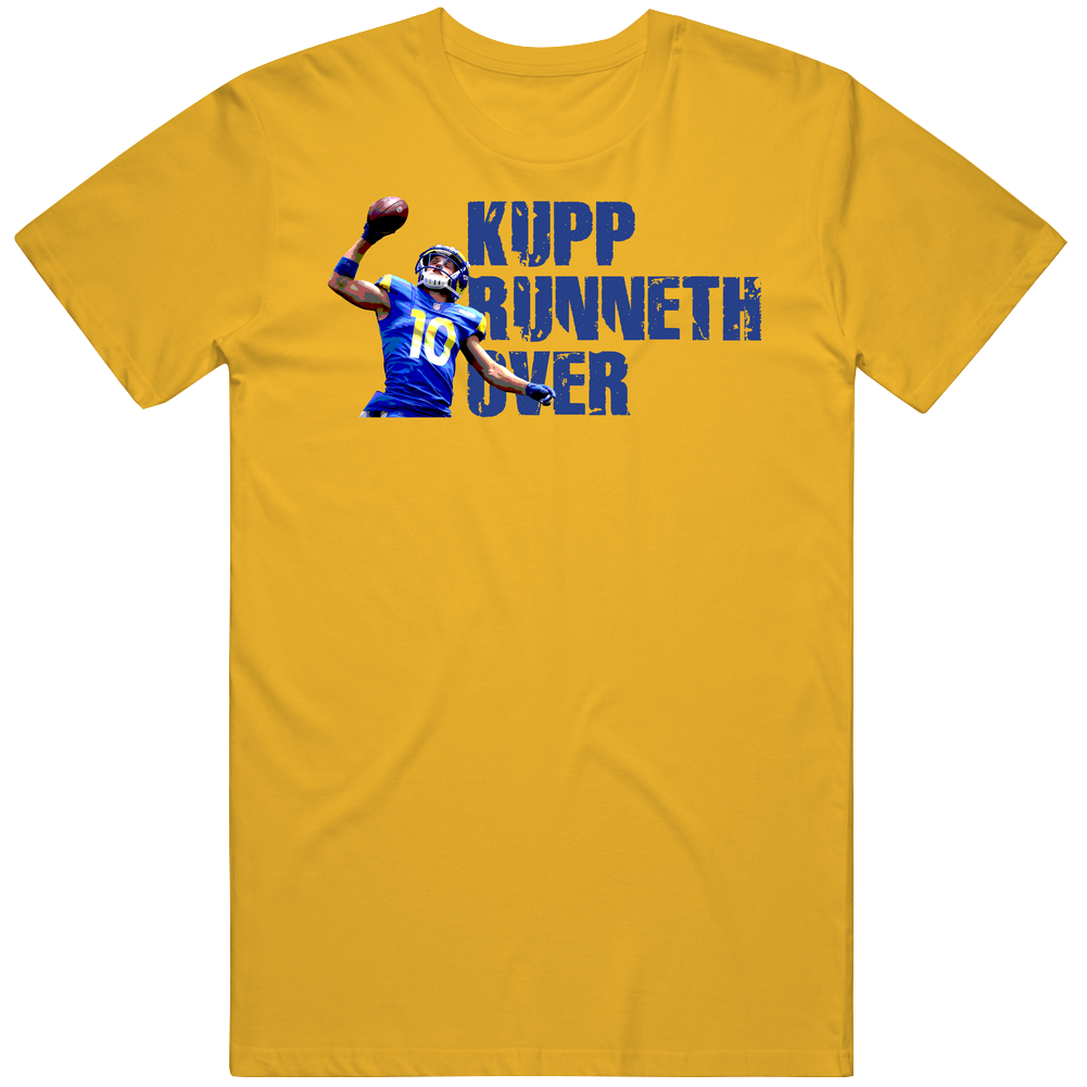 Cooper Kupp Runneth Over Funny Football Fan Gold Mens Cotton Tee T Shirt