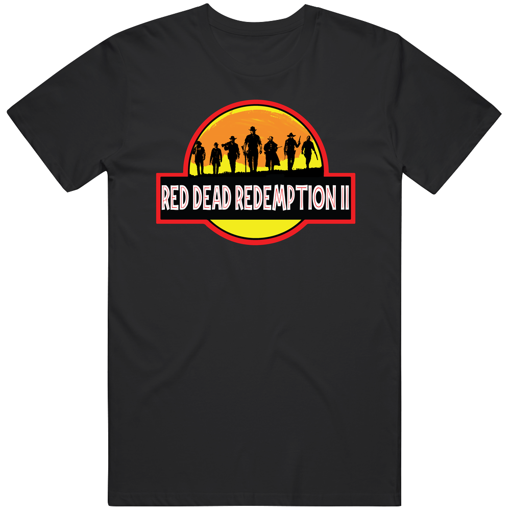 Red Dead Redemption Ii Jurassic Park Movie Logo Parody Mashup Fan Mens Cotton Tee T Shirt