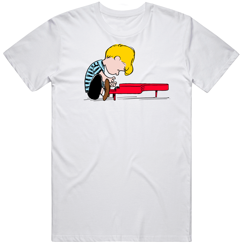 Schroeder, T-shirt, Peanuts, Piano, Snoopy, Keyboard, Musician, Cartoon Mens Cotton Tee T Shirt
