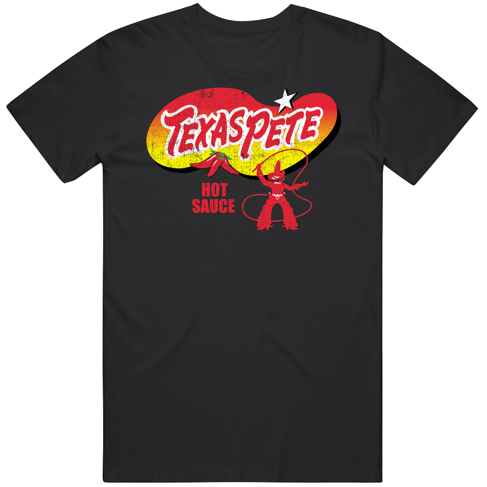 Texas Pete Hot Sauce Pepper Spicy Worn Look Distressed Fan Mens Cotton Tee T Shirt