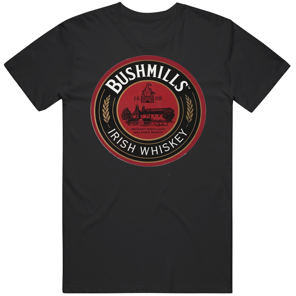 Bushmills 1608  Irish Whiskey Cool Logo Alcohol Drinking Mens Cotton Tee T Shirt