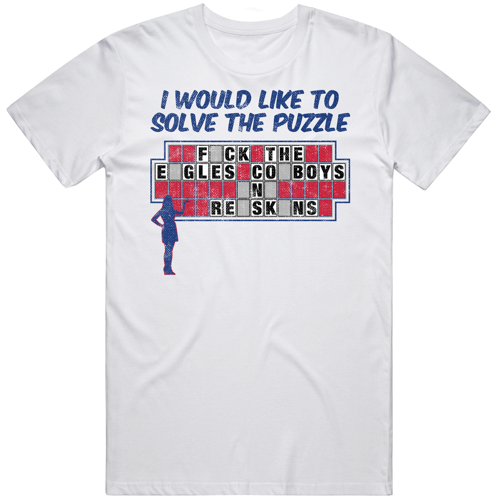 New York Fuck Rest Nfc East Wheel Of Fortune Football Worn Look Mens Cotton Tee T Shirt