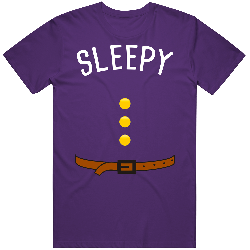 Sleepy Seven Dwarfs Belt Buttons Halloween Mens Cotton Tee T Shirt