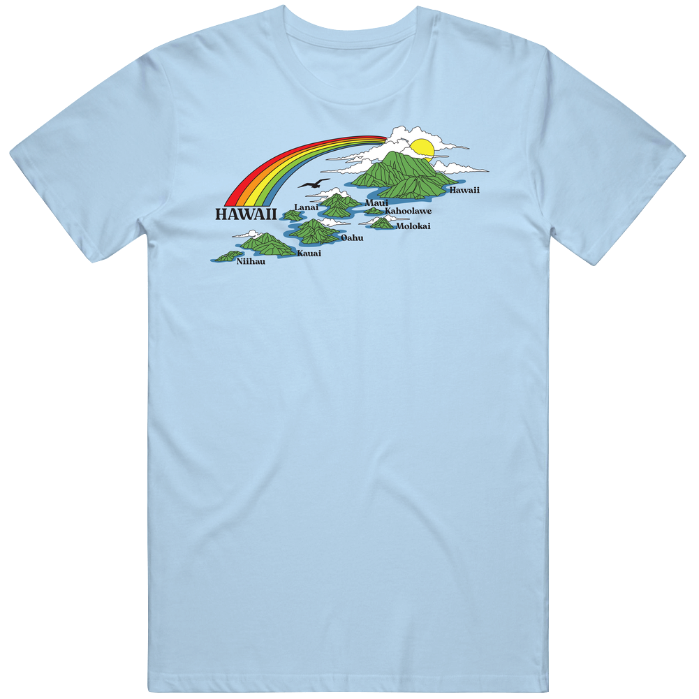 Hawaii Islands Rainbow Vintage Replica Mens Cotton Tee T Shirt Hawaii Islands Rainbow Vintage Replica Mens Cotton Tee T Shirt