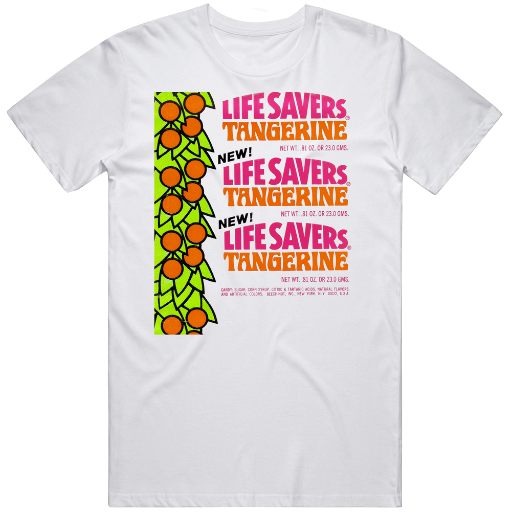 Lifesavers Tangerine Retro Gum Candy Sweets Logo Mens Cotton Tee T Shirt