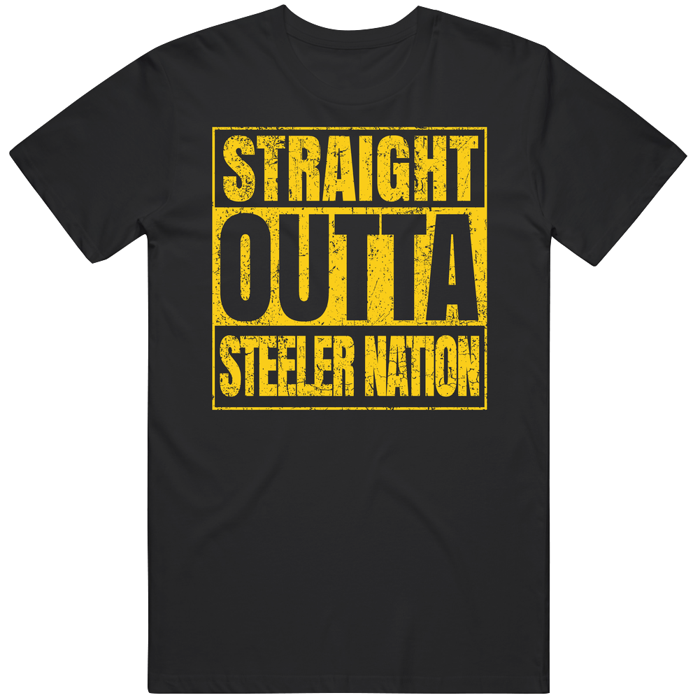 Straight Outta Pittsburgh Football Nation Compton Parody Fan Vintage Cotton Tee Classic Mens Cotton Tee T Shirt