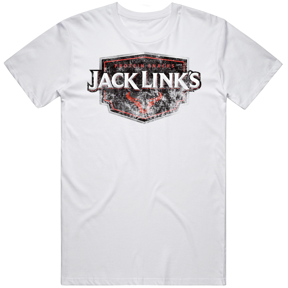 Jack Links Logo Protein Snacks Beff Jerky Food Foodie Worn Look Mens Cotton Tee T Shirt