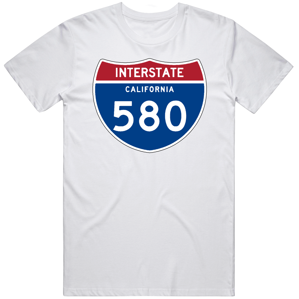 California Interstate Highway 580 Road Sign State Pride Mens Cotton Tee T Shirt