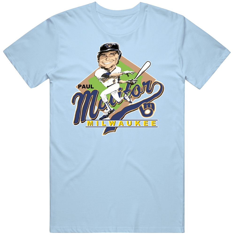 Paul Molitor Retro Baseball Caricature Mens Cotton Tee T Shirt Paul Molitor Retro Baseball Caricature Mens Cotton Tee T Shirt