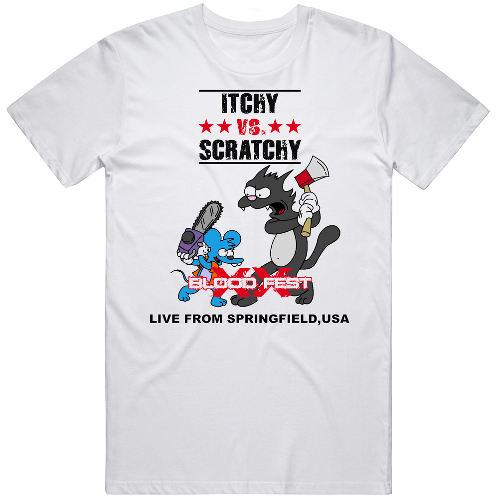 Itchy And Scratchy Cartoon Classic Mens Cotton Tee T Shirt Itchy And Scratchy Cartoon Classic Mens Cotton Tee T Shirt