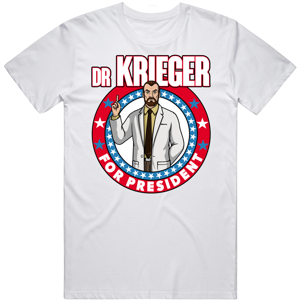 Dr Krieger For President Archer Adult Cartoon Character Campaign Parody Mens Cotton Tee T Shirt
