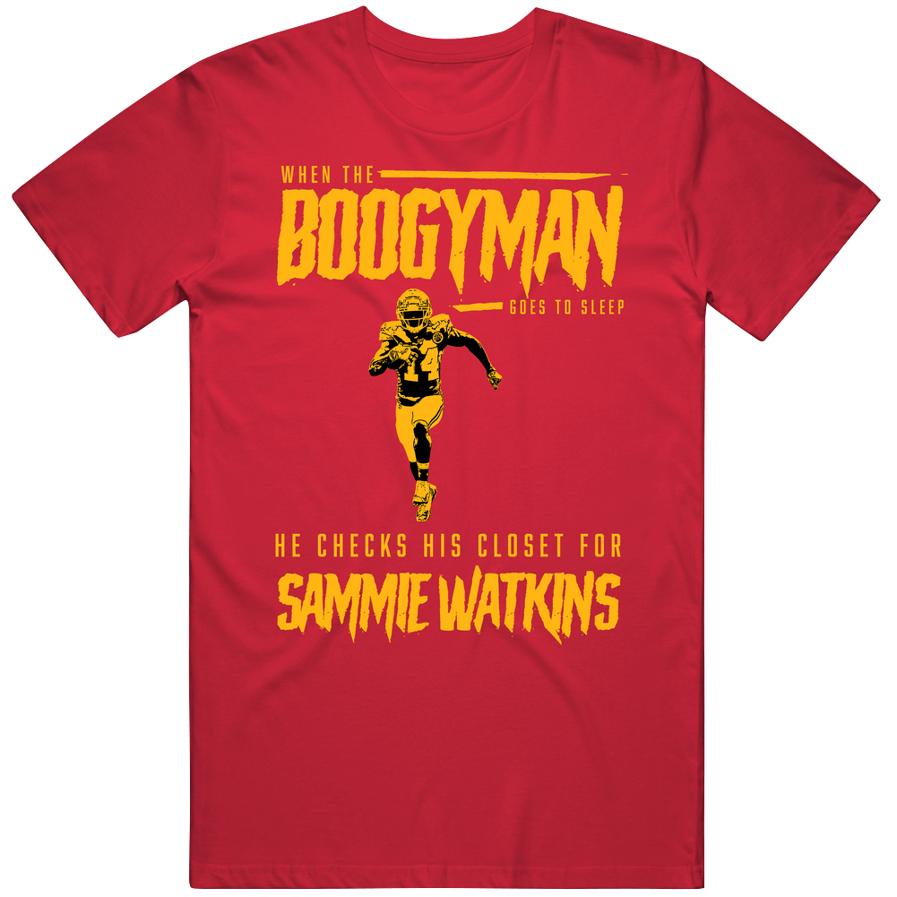 The Boogeyman Checks For Sammie Watkins Kansas City Chiefs Football Mens Cotton Tee T Shirt