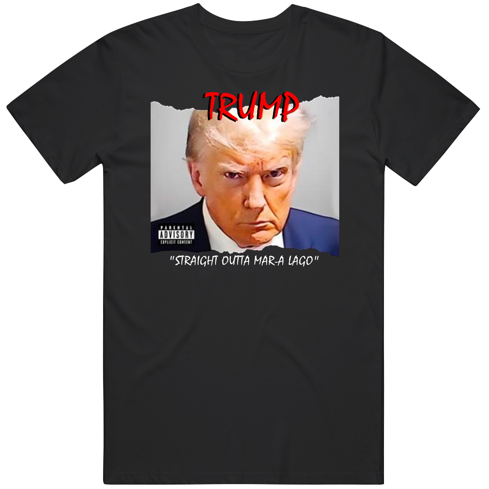 Trump Straight Outta Mar-a-lago Mugshot Mens Cotton Tee T Shirt