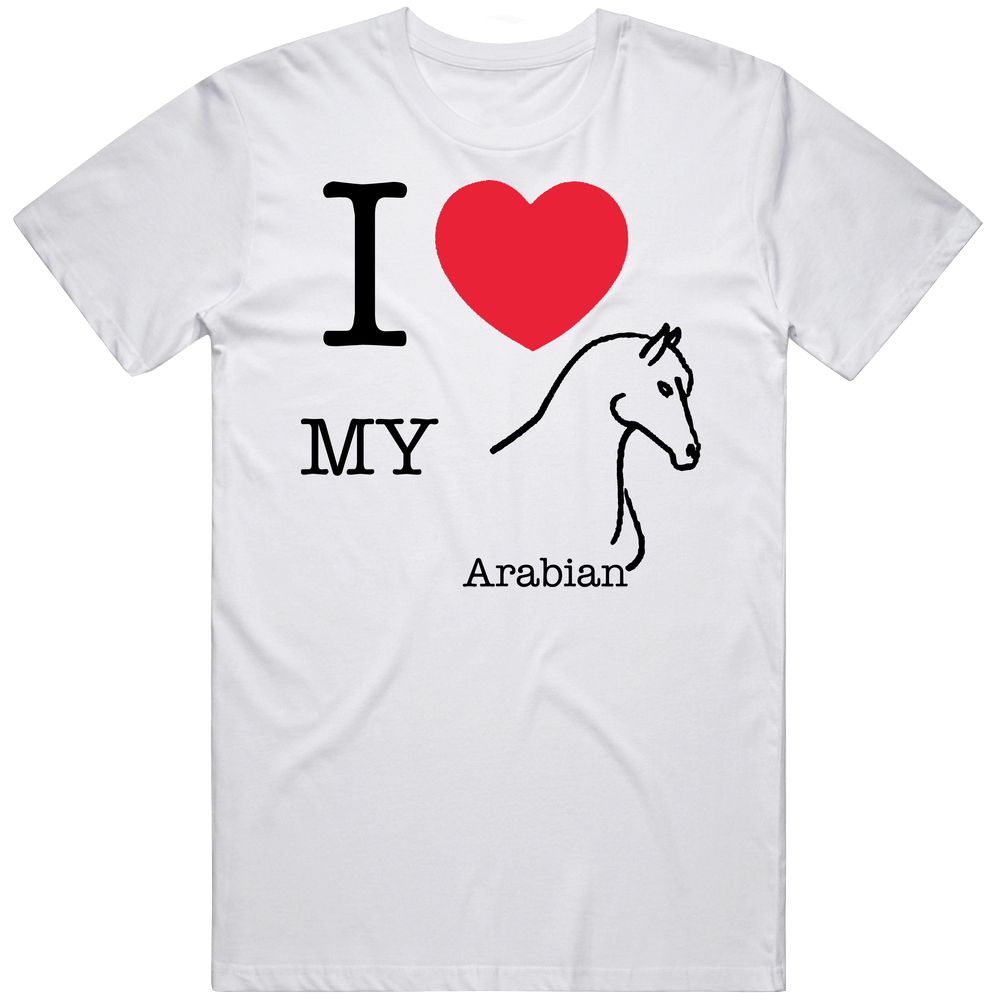Arabian Luv I Heart Love Horse Mens Cotton Tee T Shirt