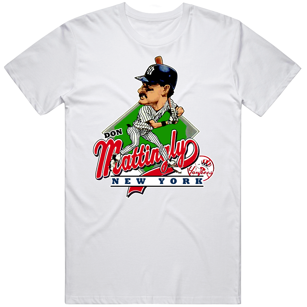 Don Mattingly Retro Baseball Caricature Mens Cotton Tee T Shirt Don Mattingly Retro Baseball Caricature Mens Cotton Tee T Shirt
